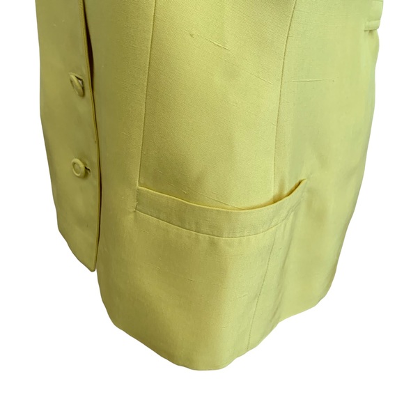Vintage 90s Istante Versace Bright Yellow Silk Jacket Medusa Button sz 42 - Picture 11 of 16